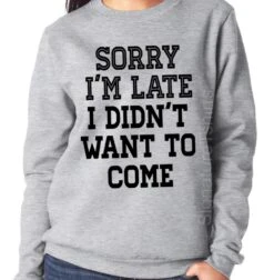 Sorry I'm Late I Didn't Want To Come Sweatshirt. Funny Womens Sweater. Sorry I'm Late Sweatshirt. Christmas Gift