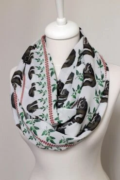Sloth Scarf Infinity Scarf White Circle Scarf Loop Scarf Scarves Shawls Spring Fall Winter Summer Fashion Christmas Gift For Her