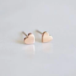 Tiny Heart Stud Earrings,Titanium Anodized Anodised 14K Rose Gold Gift For Her Wedding Bridesmaid, Christmas Gifts Anniversary Friends Love