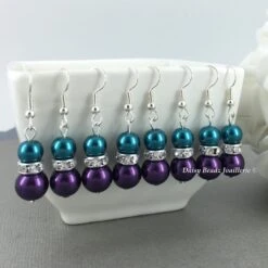 Dark Purple And Teal Earrings, Gift For Her, Bridesmaid, Maid Of Honor, Bridal Gift, Wedding, Budget Jewelry, Christmas Gift, Birthday, Prom -Jewellery Soldes Boutique il fullxfull.924642795 e377