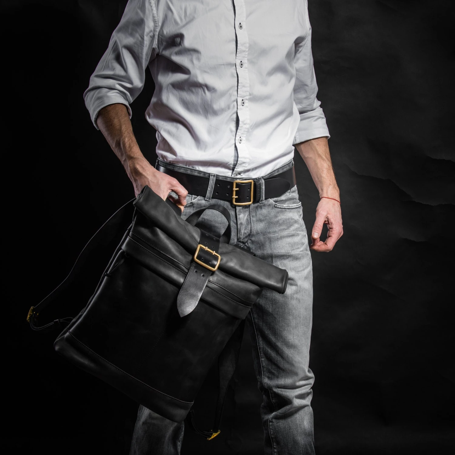 Leather Backpack Roll Top Backpack Men's Large Backpack Laptop Backpack Travel Backpack Christmas Gift 7 Leather Backpack Roll Top Backpack Men's Large Backpack Laptop Backpack Travel Backpack Christmas Gift - Image 5