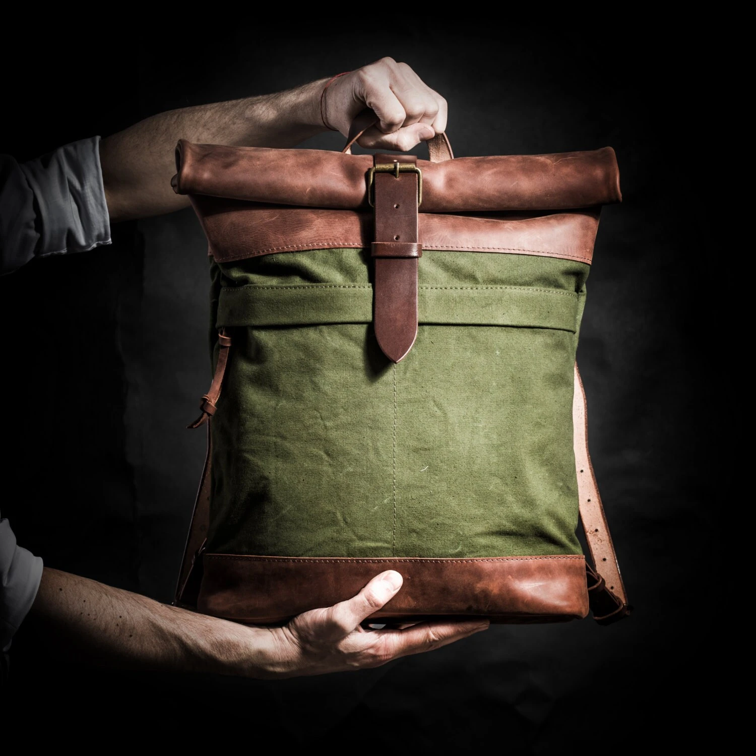 Canvas And Leather Backpack Roll Top Backpack For Man Leather Purse For Man Christmas Gift 3 Canvas And Leather Backpack Roll Top Backpack For Man Leather Purse For Man Christmas Gift