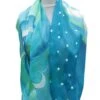 Turquoise Heart Handmade Silk Scarf,hand Painted,Blue,gift For Women,original,made To Order,green,white,christmas,nature Inspired,birthday